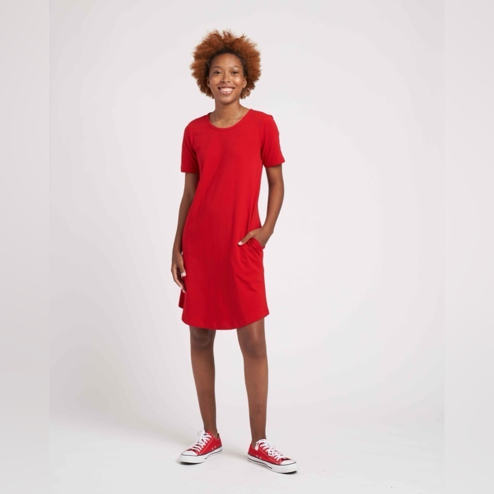 Universal Standard Halie T Shirt Dress Barbados Cherry Red Women’s Size 00-0 NEW
